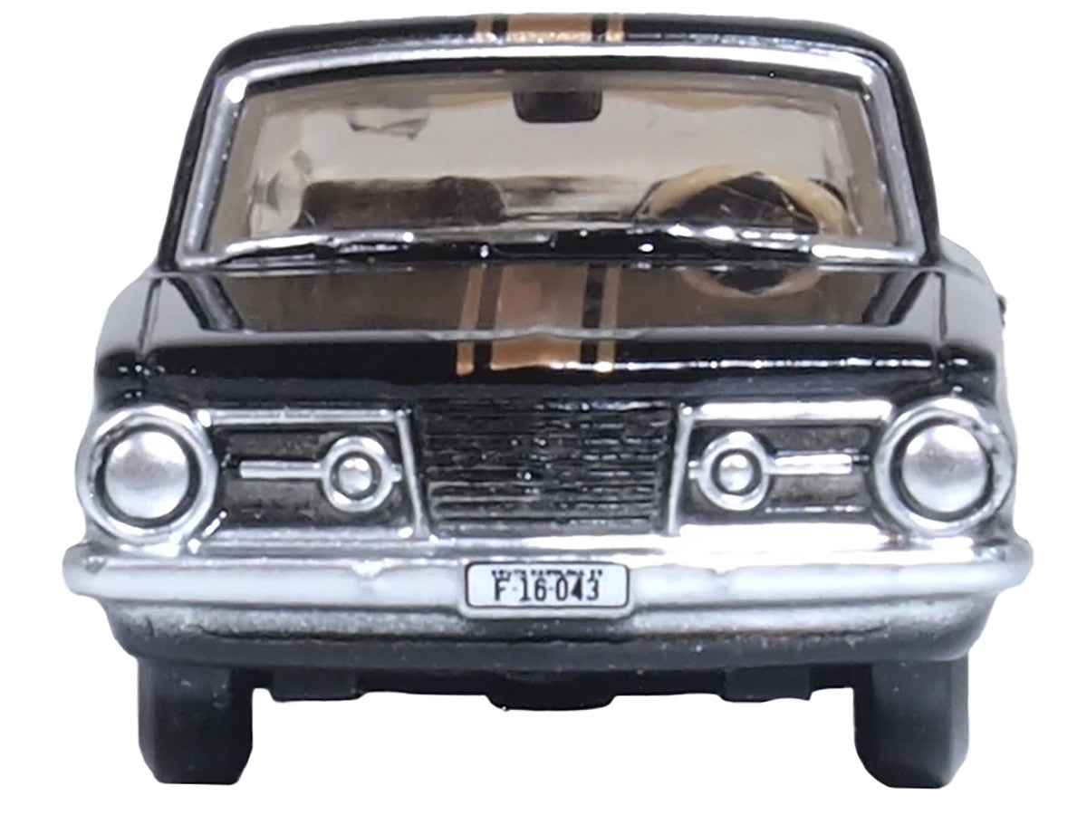 1965 Plymouth Barracuda Black with Gold Stripes 1/87 (HO) Scale Diecast Model Car by Oxford Diecast Oxford Diecast