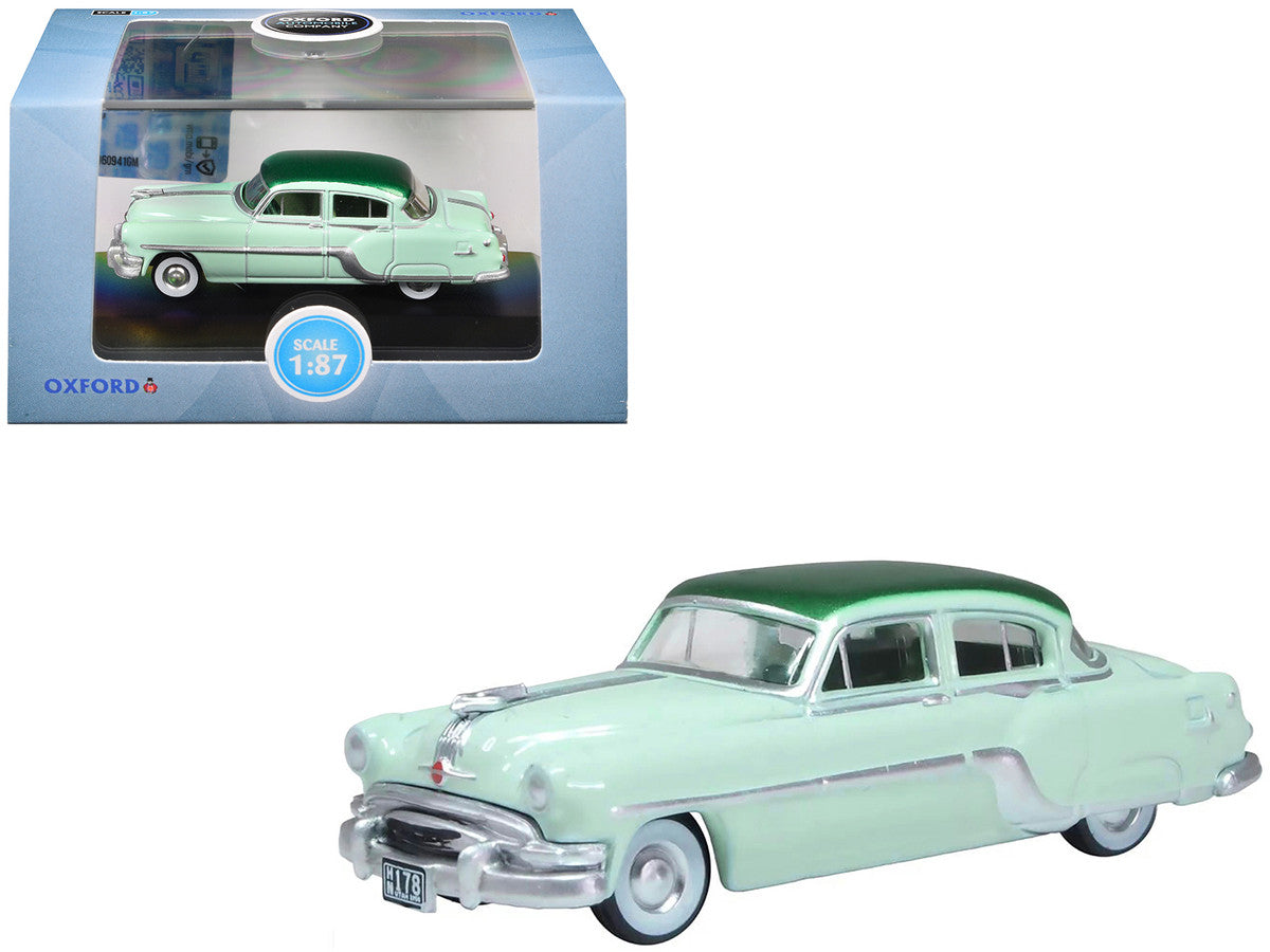1954 Pontiac Chieftain 4 Door Shannon Green with Brookmere Green Top 1/87 (HO) Scale Diecast Model Car by Oxford Diecast Oxford Diecast