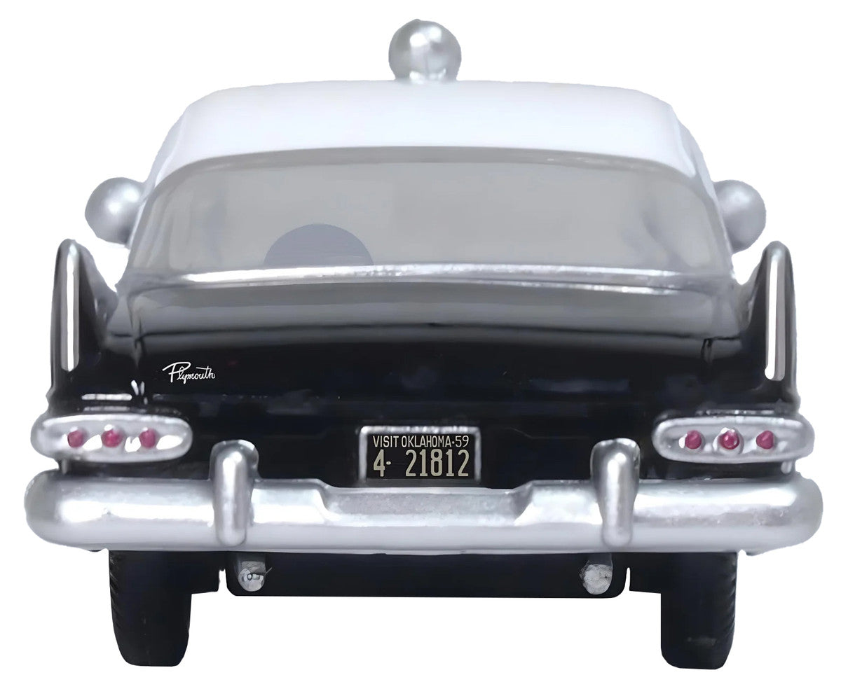 1959 Plymouth Savoy Black and White "Oklahoma Highway Patrol" 1/87 (HO) Scale Diecast Model Car by Oxford Diecast Oxford Diecast