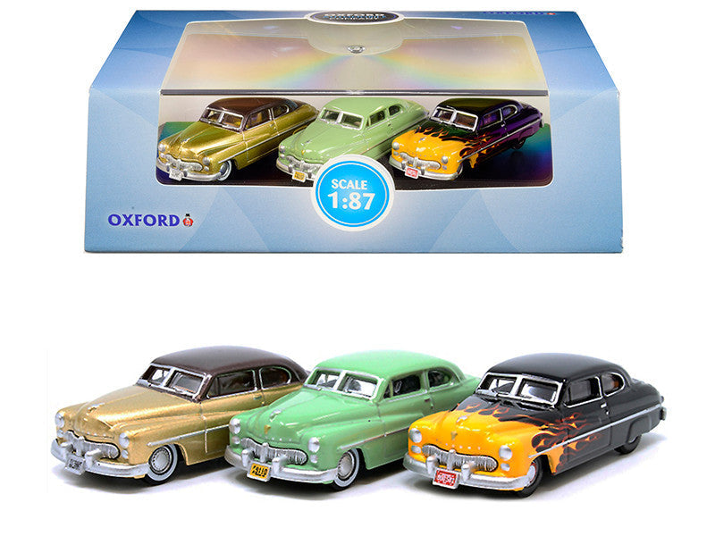 1949 Mercury Set of 3 Cars "70th Anniversary" 1/87 (HO) Scale Diecast Model Cars by Oxford Diecast Oxford Diecast