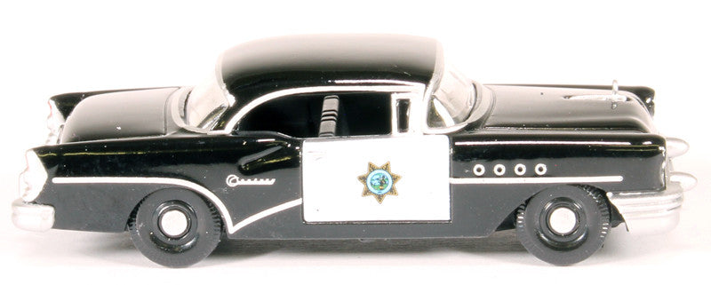 1955 Buick Century "California Highway Patrol" (CHP) Black 1/87 (HO) Scale Diecast Model Car by Oxford Diecast Oxford Diecast