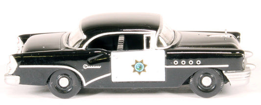 1955 Buick Century "California Highway Patrol" (CHP) Black 1/87 (HO) Scale Diecast Model Car by Oxford Diecast Oxford Diecast