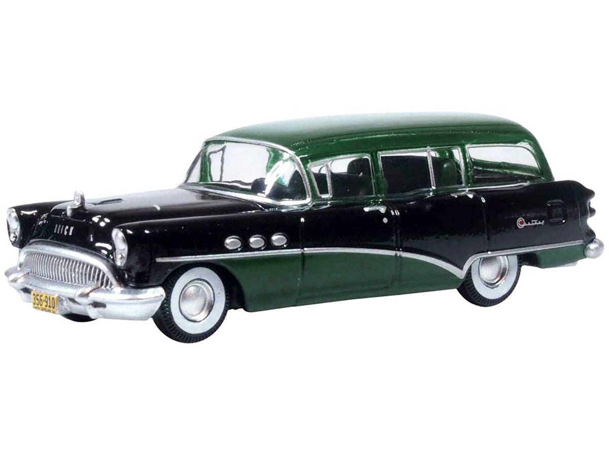 1954 Buick Century Estate Wagon Baffin Green and Carlsbad Black 1/87 (HO) Scale Diecast Model Car by Oxford Diecast-0
