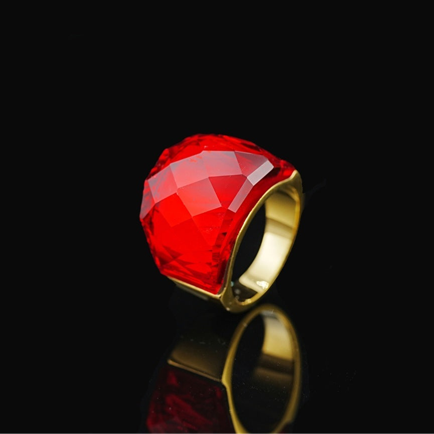 Stainless Steel Diamond-shaped Exaggerated Gemstone Ring For Men LadyShow.Store