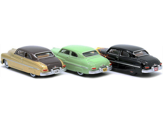 1949 Mercury Set of 3 Cars "70th Anniversary" 1/87 (HO) Scale Diecast Model Cars by Oxford Diecast Oxford Diecast