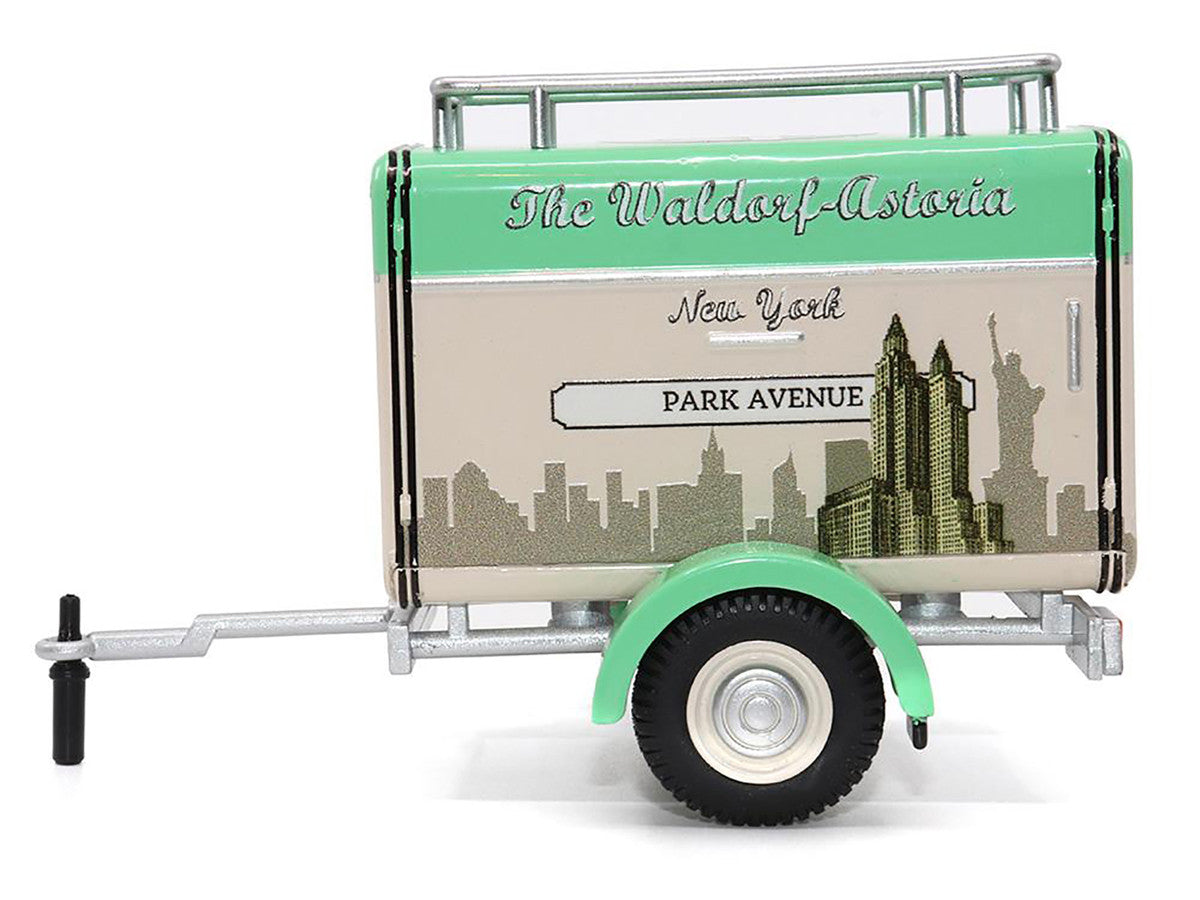 Travel Trailer Beige with Light Green Top "The Waldorf-Astoria Luggage Service New York - Park Avenue" 1/24 Diecast Model Car by Motor City Classics Motorcity Classics