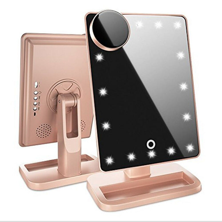 Touch Screen Makeup Mirror With 20 LED Light Bluetooth Music Speaker 10X Magnifying Mirrors Lights LadyShow.Store