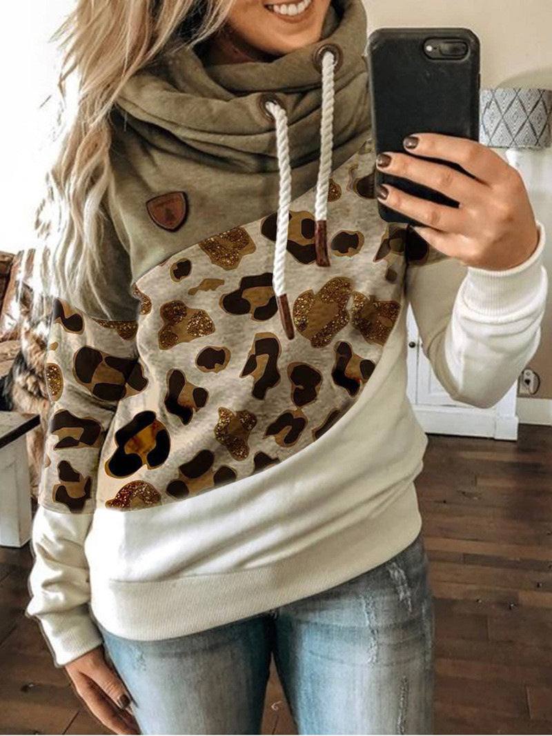 Printed stitching hooded fleece loose sweatshirt Best YouTube Store