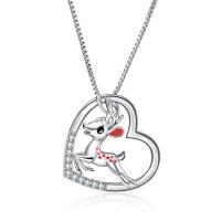 Sterling Silver Sika Deer Heart Zircon Necklace LadyShow.Store