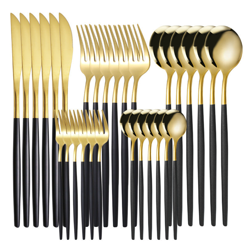 Stainless Steel Tableware Knife Fork And Spoon Western Tableware Gift Set LadyShow.Store