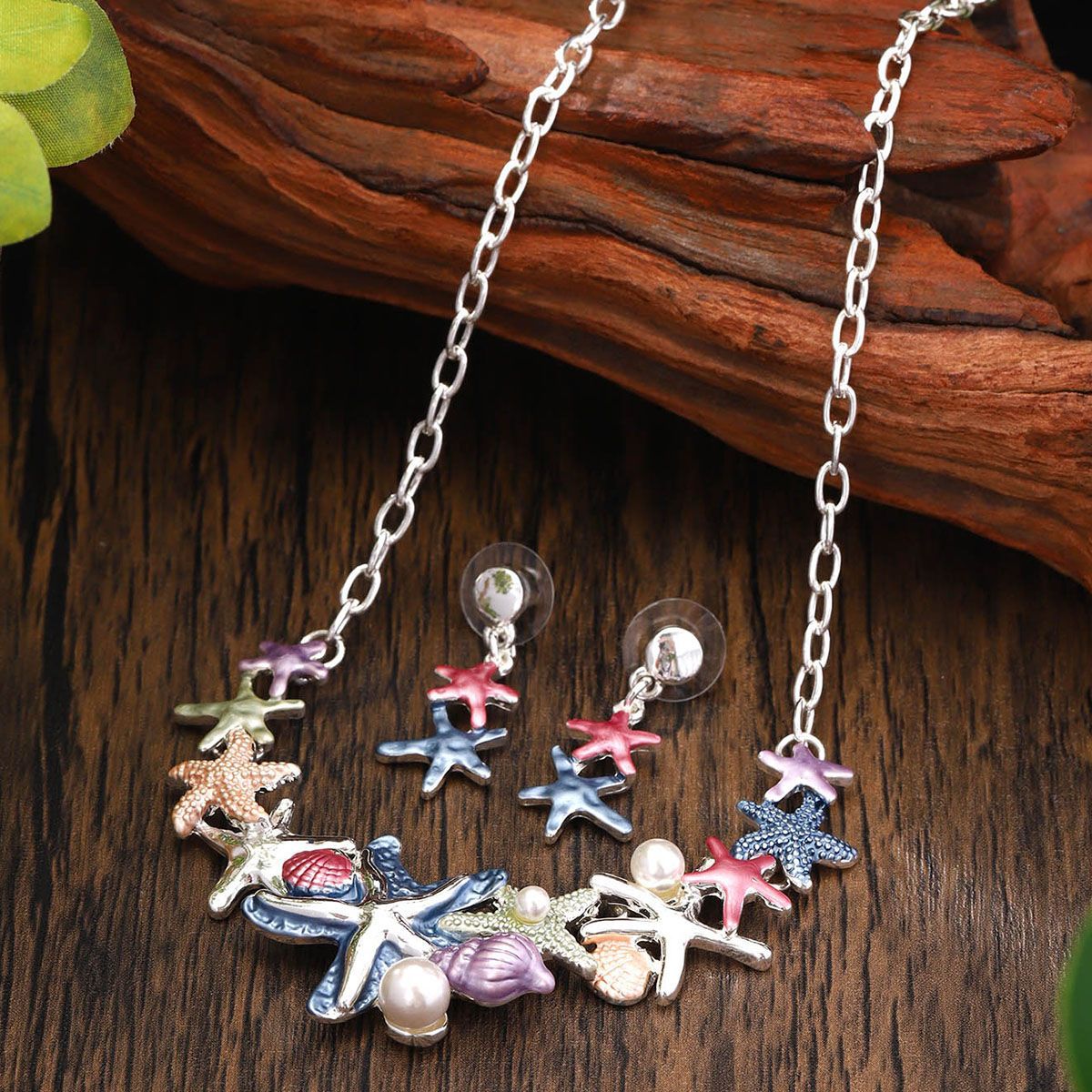 Starfish Shell Jewelry Necklace And Earrings Suite LadyShow.Store