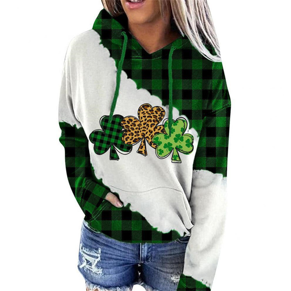 Women Sweatshirts Lucky Grass Print Streetwear Sweatshirts Hoodie Pullover Loose Casual Hooded Tops Clothes Best YouTube Store