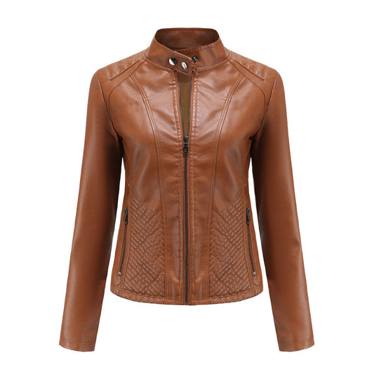Autumn And Winter Casual Leather  Coat Long-sleeved Motorcycle Jacket LadyShow.Store