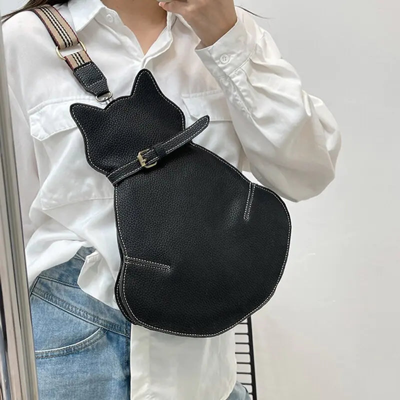 Vintage New Women Chest Waist Bag Cat Shape Shoulder