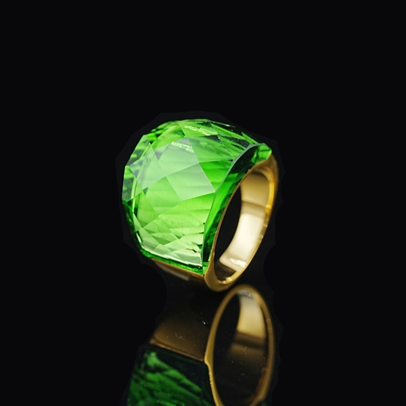Stainless Steel Diamond-shaped Exaggerated Gemstone Ring For Men LadyShow.Store