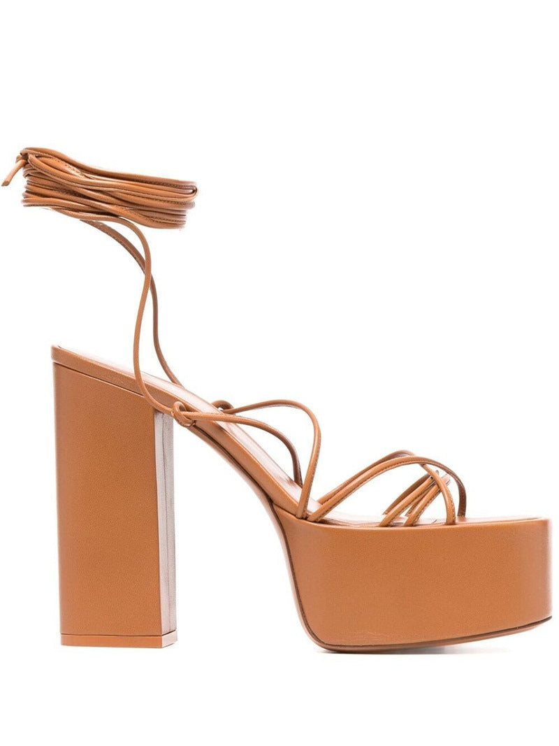 Ladies' High-Heeled Strappy Round-Toe Platform Sandals Best YouTube Store
