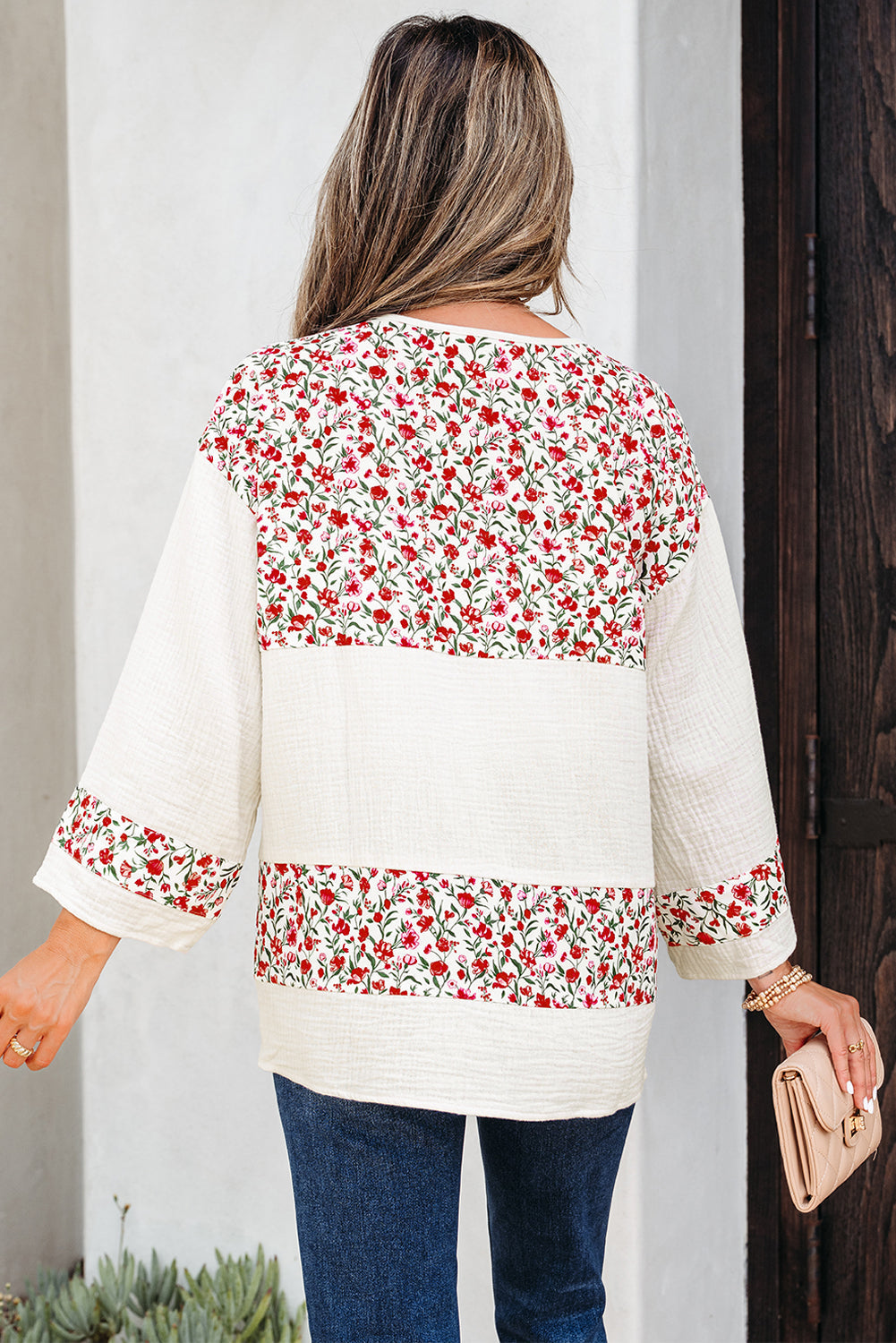 Penny 3 4 Sleeve Blouse Threaded Pear