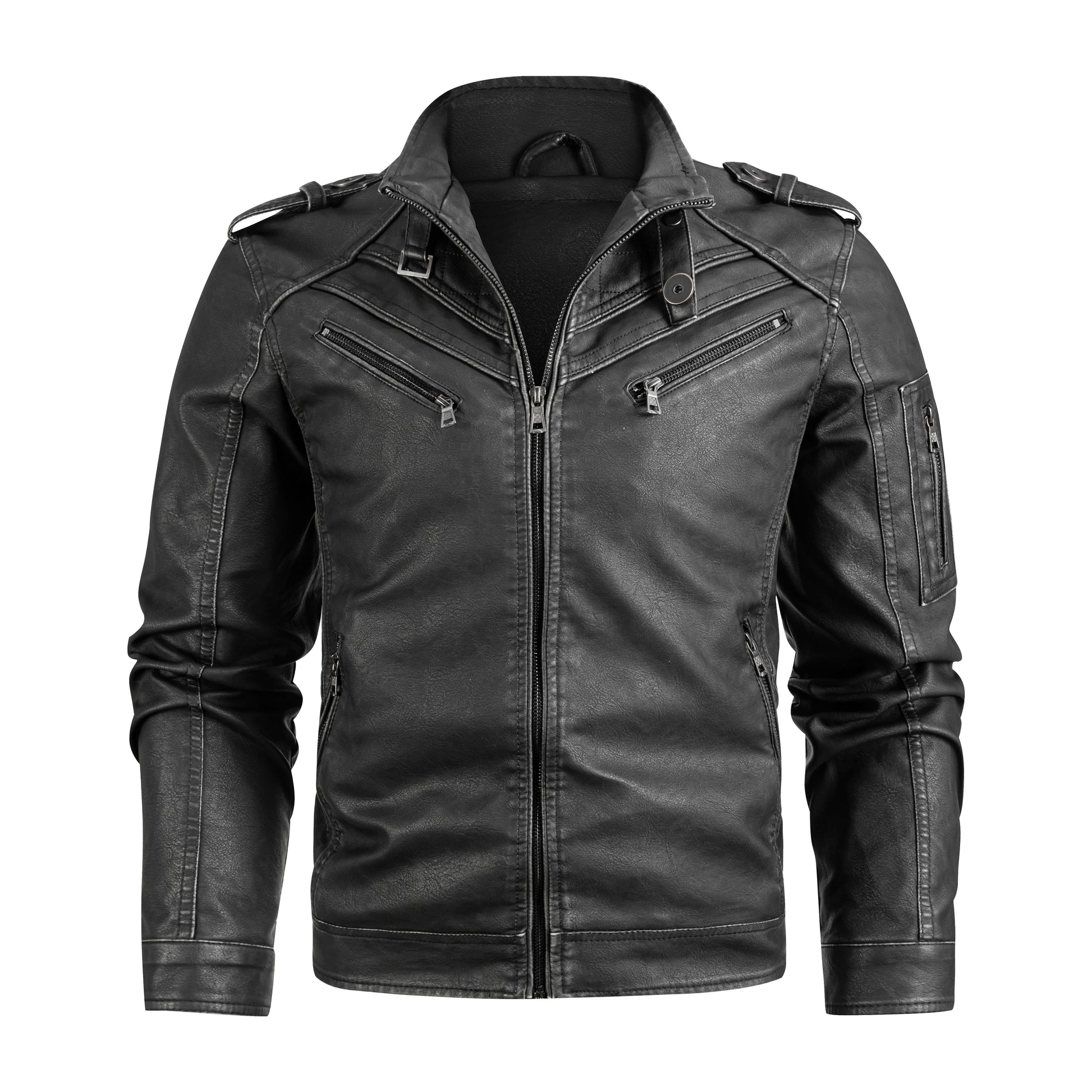 Men's Black Pu Leather Biker Jacket VINTAGE REAL MOTORCYCLE JACKETS FOR MEN Accent Plus
