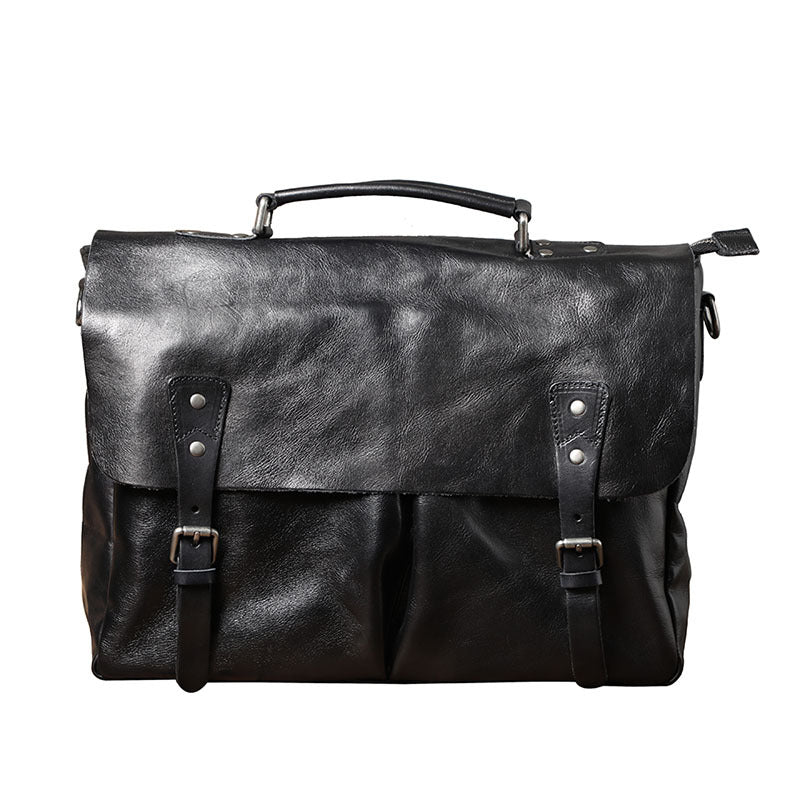 Men's First Layer Cowhide Briefcase Leather Handbag CJD