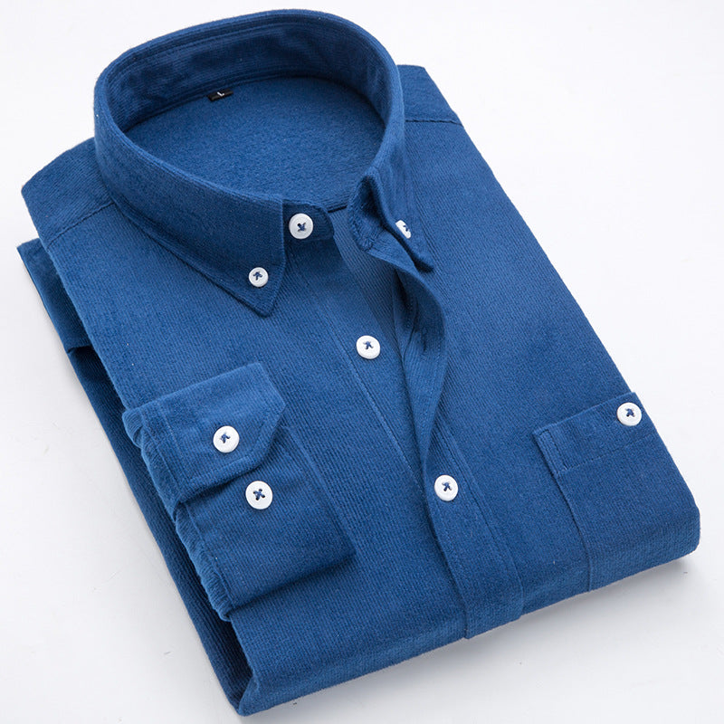 Men's Thin Corduroy Long Sleeve Shirt for Winter Pi-Mart