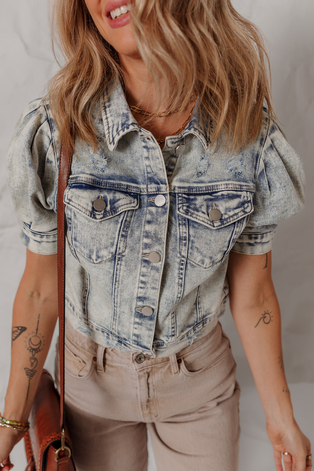 Eleanor Chest Puff Sleeve Jacket Threaded Pear