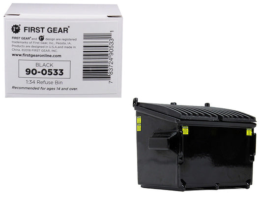 Refuse Trash Bin Black 1/34 Diecast Model by First Gear-0