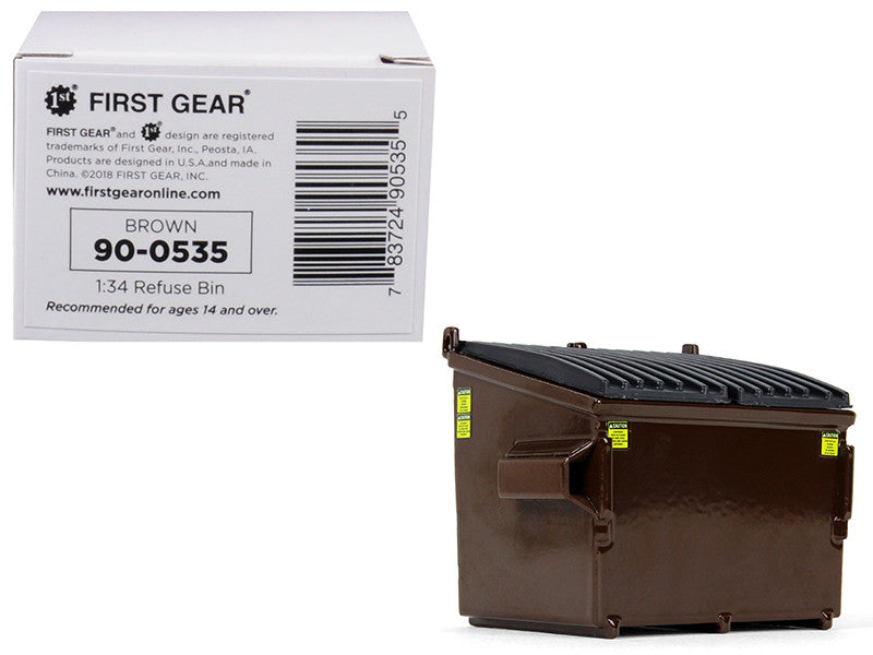 Refuse Trash Bin Brown 1/34 Diecast Model by First Gear First Gear
