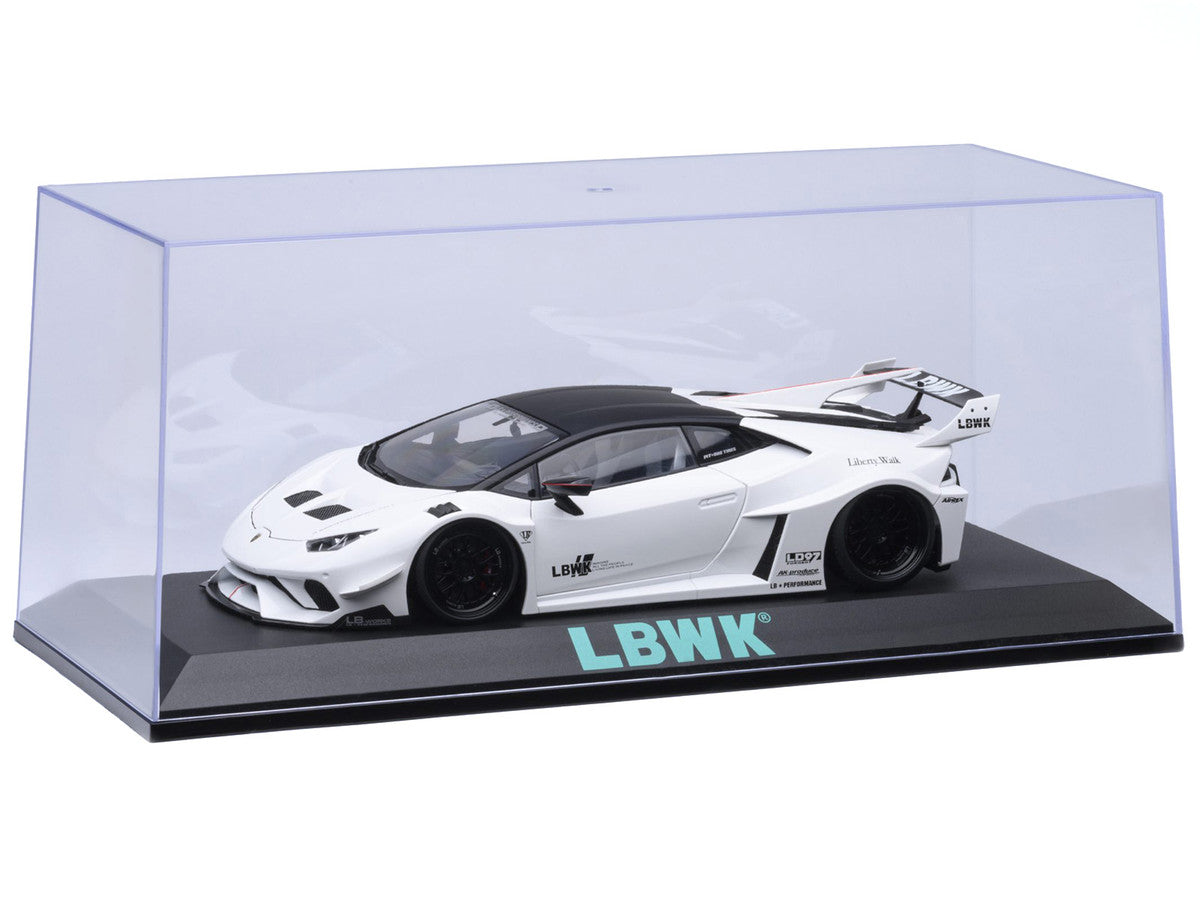 Collectible Display Show Case with Black Plastic Base and Green "LBWK" Logo for 1/18-1/24 Scale Model Cars by Autoart Autoart