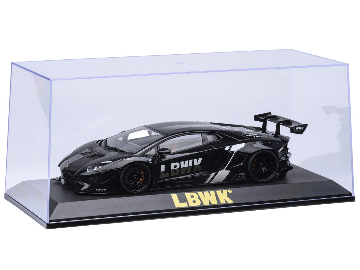 Collectible Display Show Case with Black Plastic Base and Gold "LBWK" Logo for 1/18-1/24 Scale Model Cars by Autoart Autoart