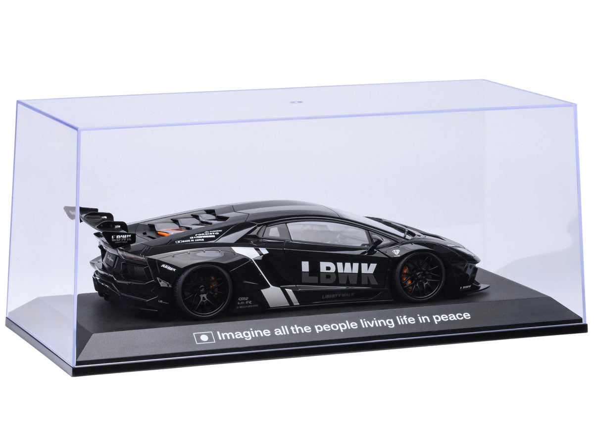 Collectible Display Show Case with Black Plastic Base and Gold "LBWK" Logo for 1/18-1/24 Scale Model Cars by Autoart Autoart