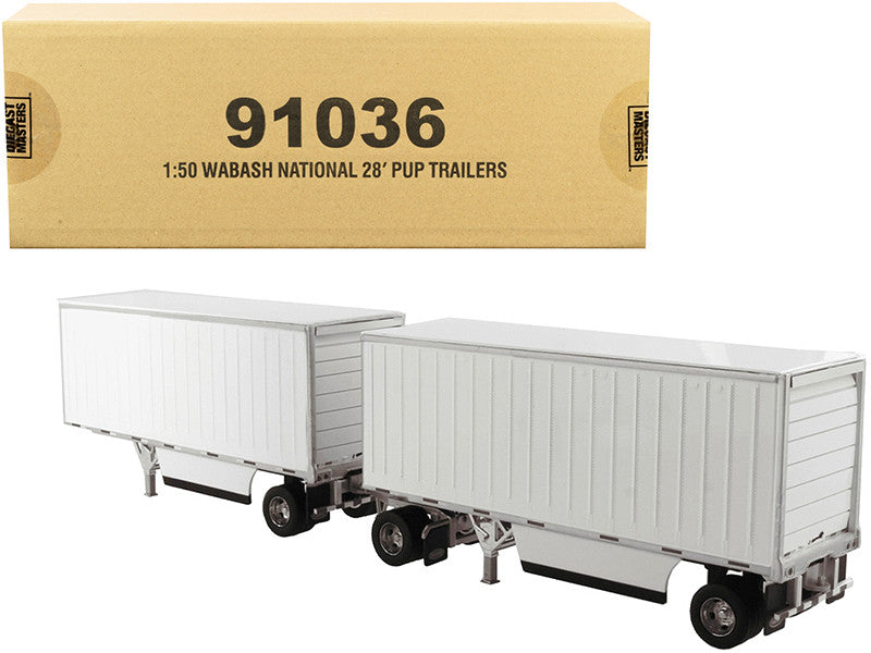 Wabash National 28' Double Pup Trailers White "Transport Series" 1/50 Diecast Model by Diecast Masters Diecast Masters
