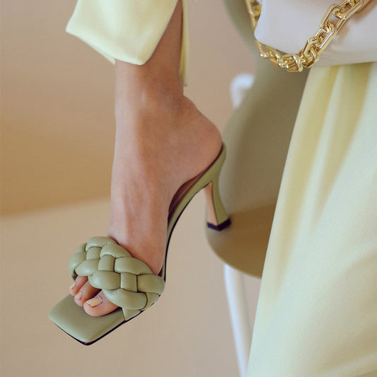 Square head thin heel sandals LadyShow.Store