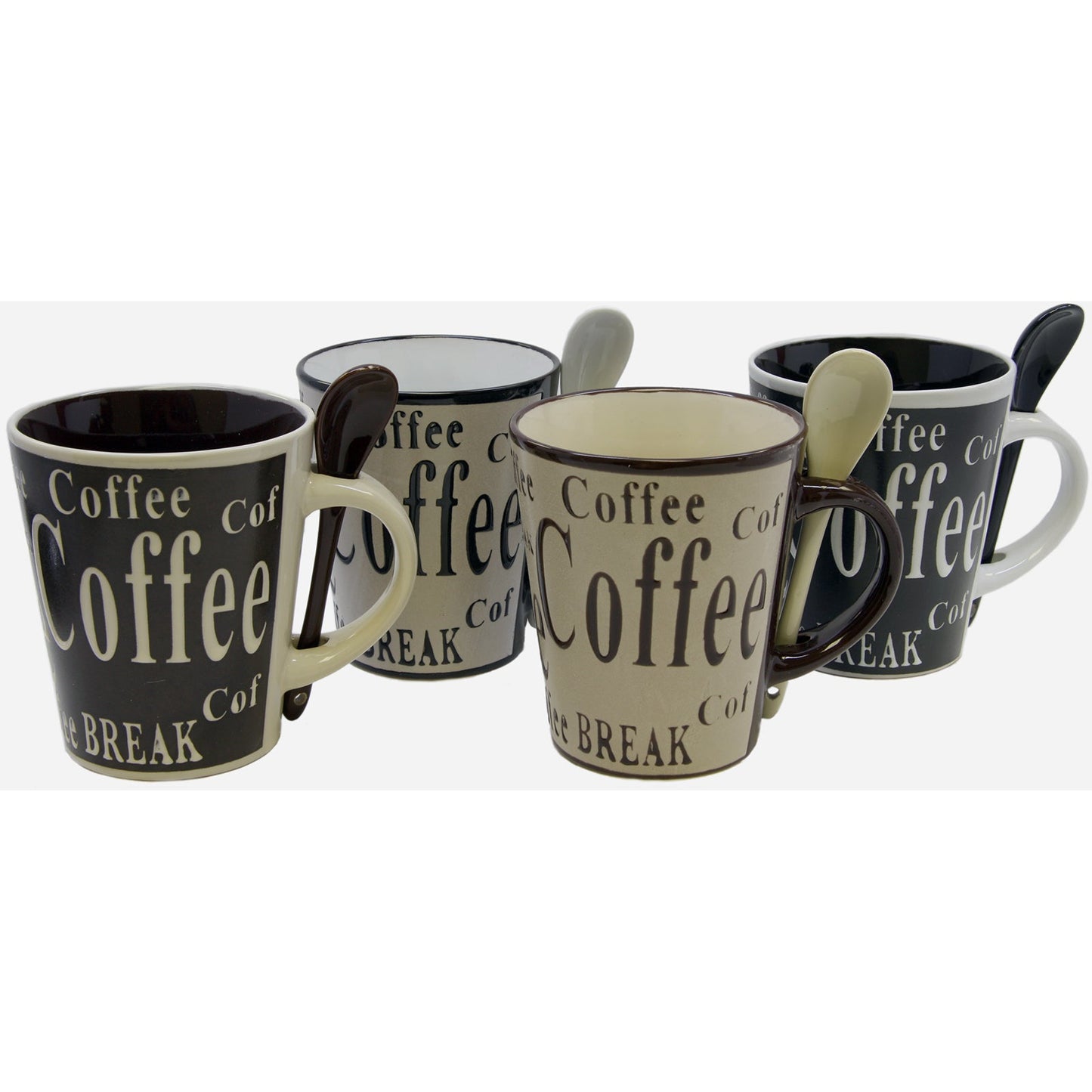 Gibson Bareggio 8 Piece 13 Ounce Coffee Mug with Spoon Set, Service for 4 W2B
