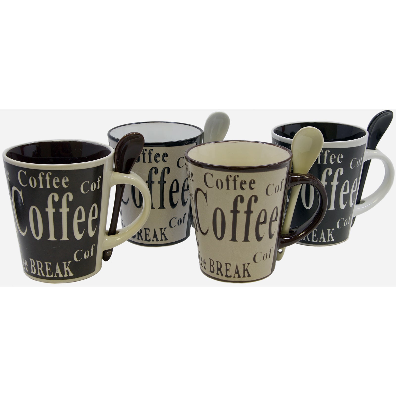 Gibson Bareggio 8 Piece 13 Ounce Coffee Mug with Spoon Set, Service for 4 W2B