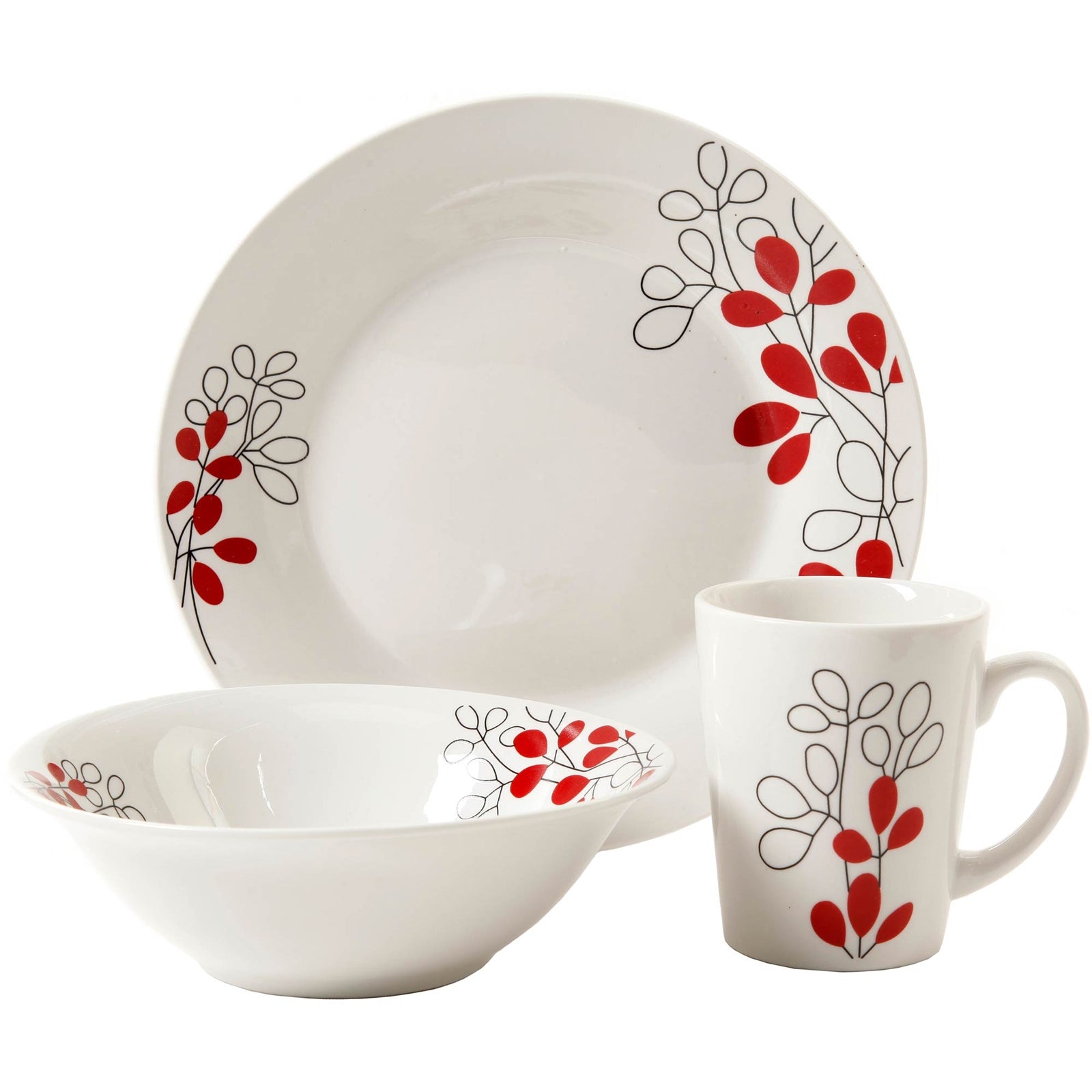 Gibson Scarlet Leaves 12 pc Dinnerware Set W2B