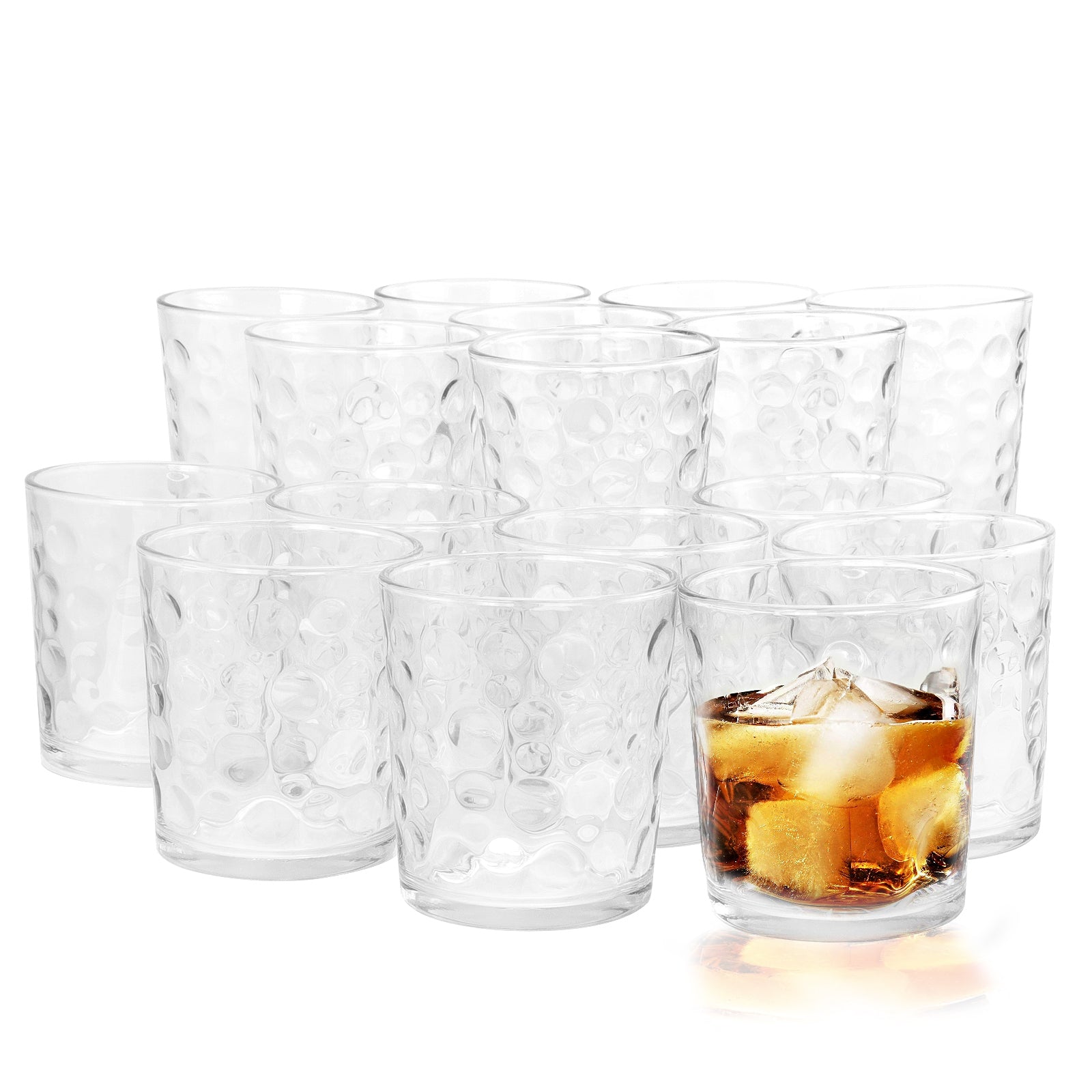 Gibson Home Great Foundations 16 Piece Tumbler and Double Old Fashioned Glass Set in Bubble Pattern W2B