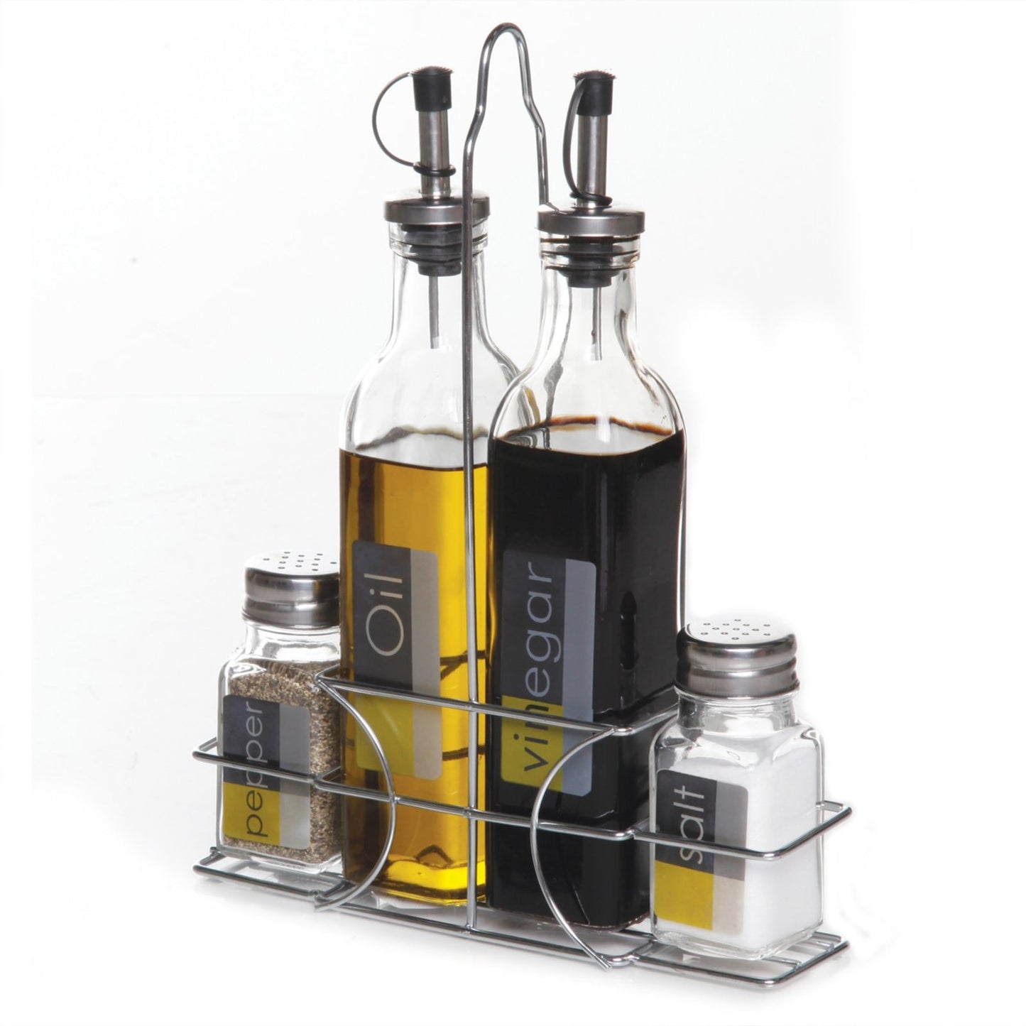 General Store 4-Piece Condiment Set with Wire Caddy W2B