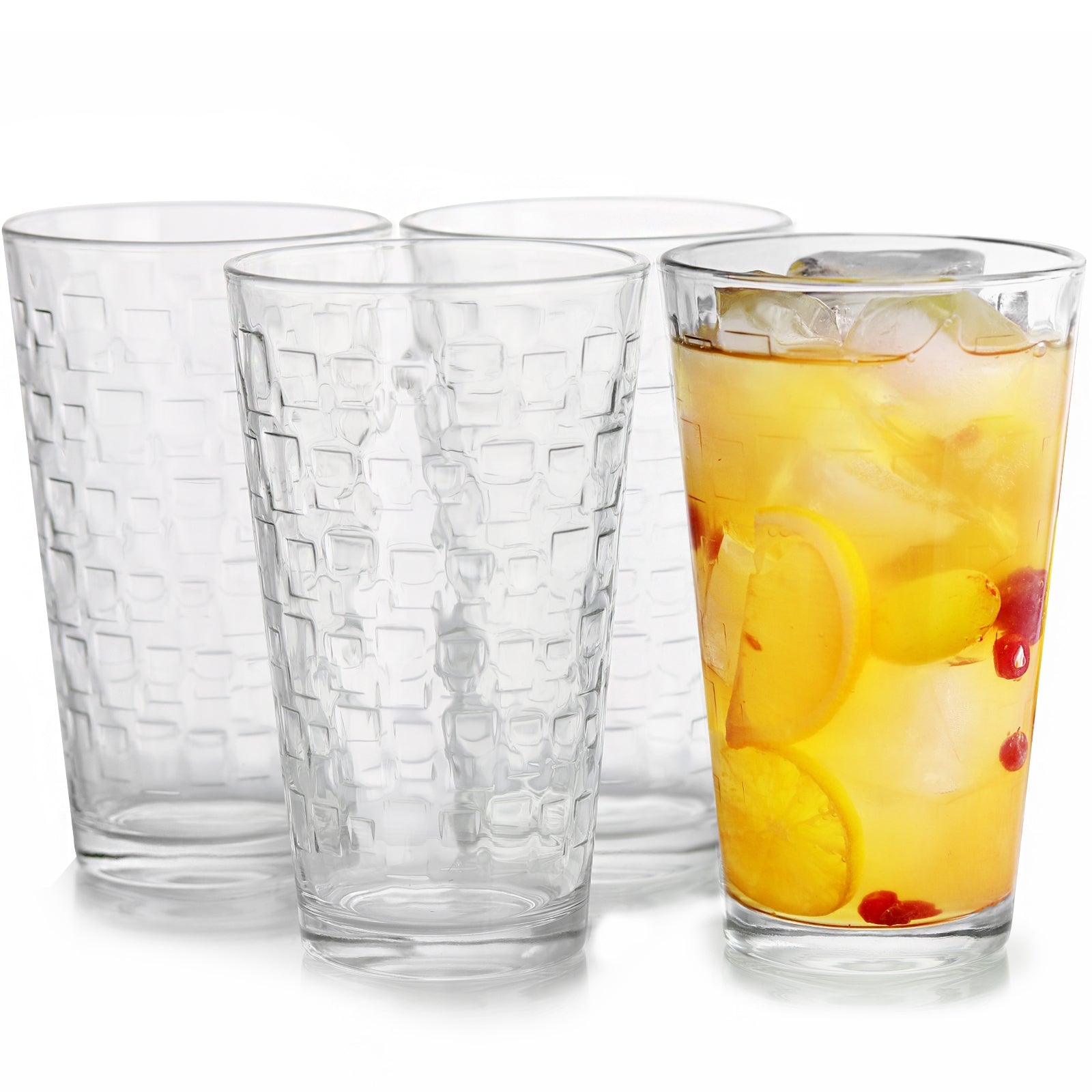 Gibson Home Great Foundations 4-Piece 16 oz. Tumbler Set, Square Pattern W2B
