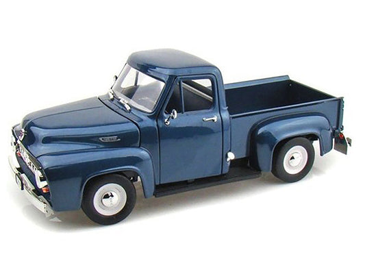 1953 Ford F-100 Pickup Dark Blue 1/18 Diecast Model Car by Road Signature Road Signature