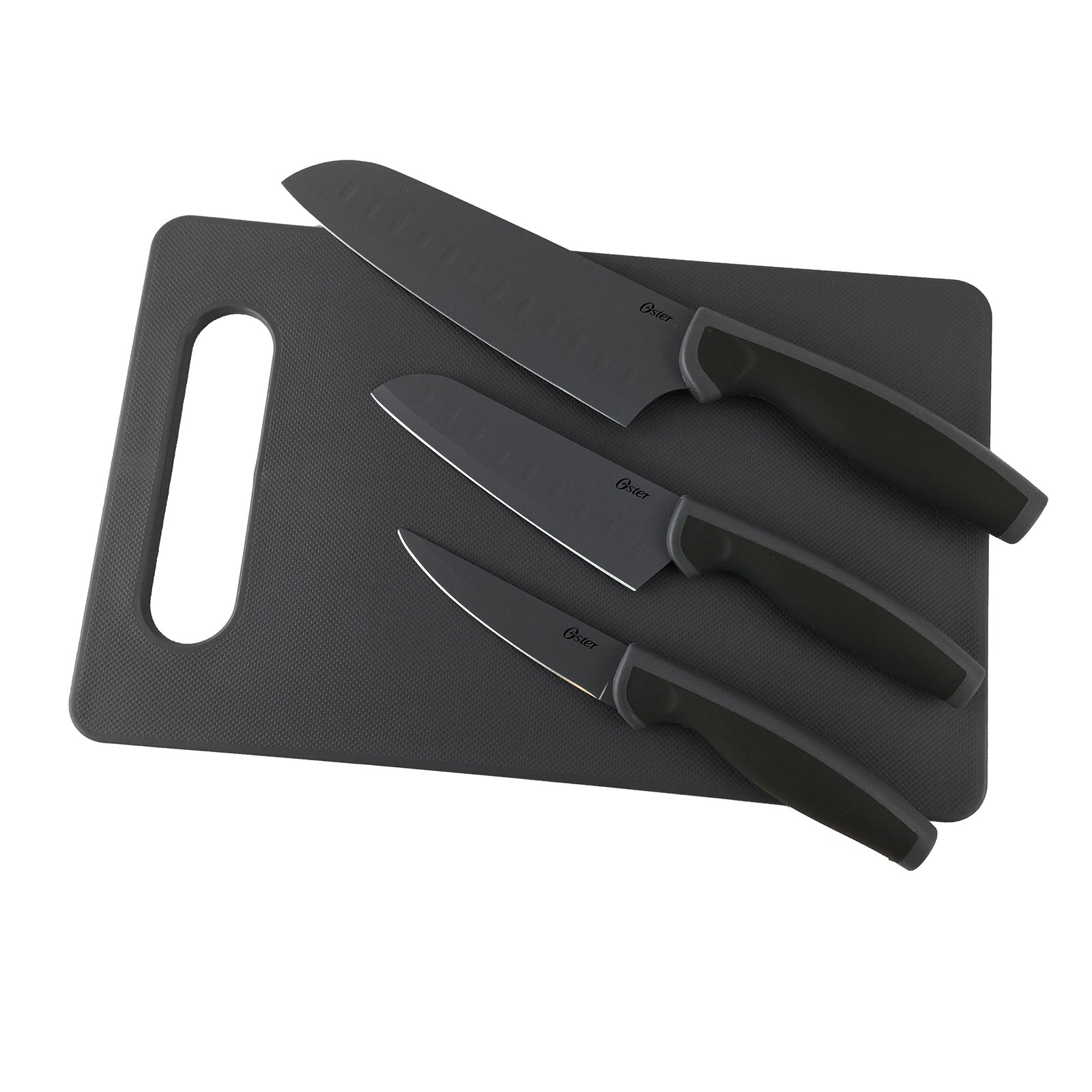 Oster Slice Craft 4 Piece Cutlery Knife Set with Cutting Board in Black W2B