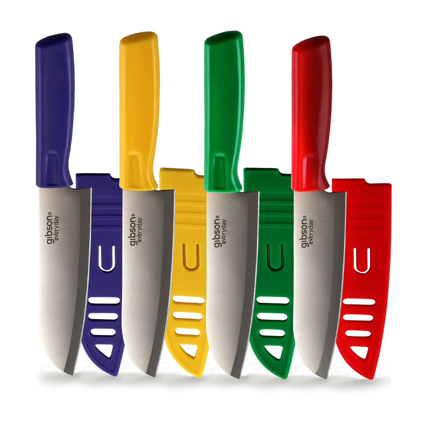 Gibson Everyday Grantville 4 Piece 6 Inch Santoku Knife with Sheath in Assorted Colors W2B