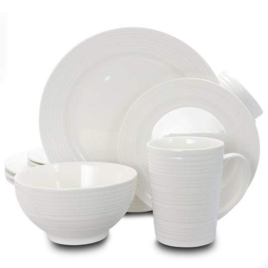 Gibson Home Amelia Court 16 Piece Dinnerware Set in White  Embossed W2B