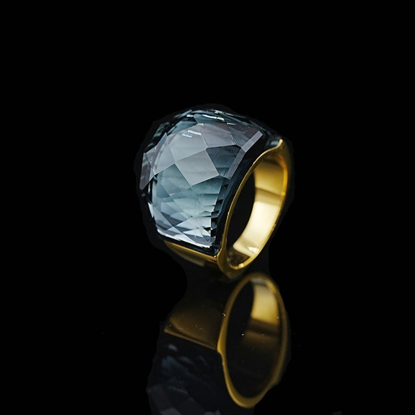 Stainless Steel Diamond-shaped Exaggerated Gemstone Ring For Men LadyShow.Store
