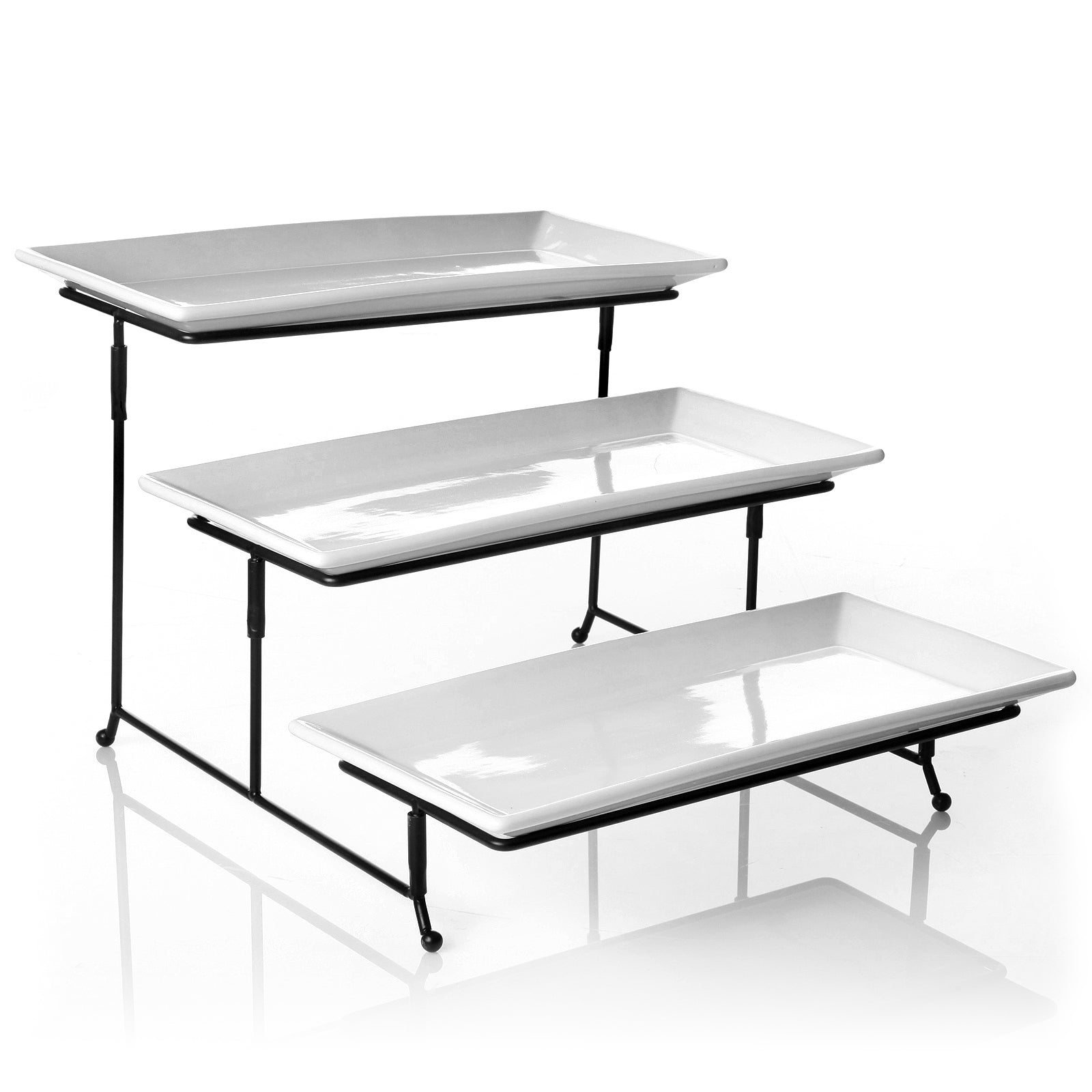 Gibson Elite Gracious Dining 3-Tiered Plate Set with Metal Stand W2B