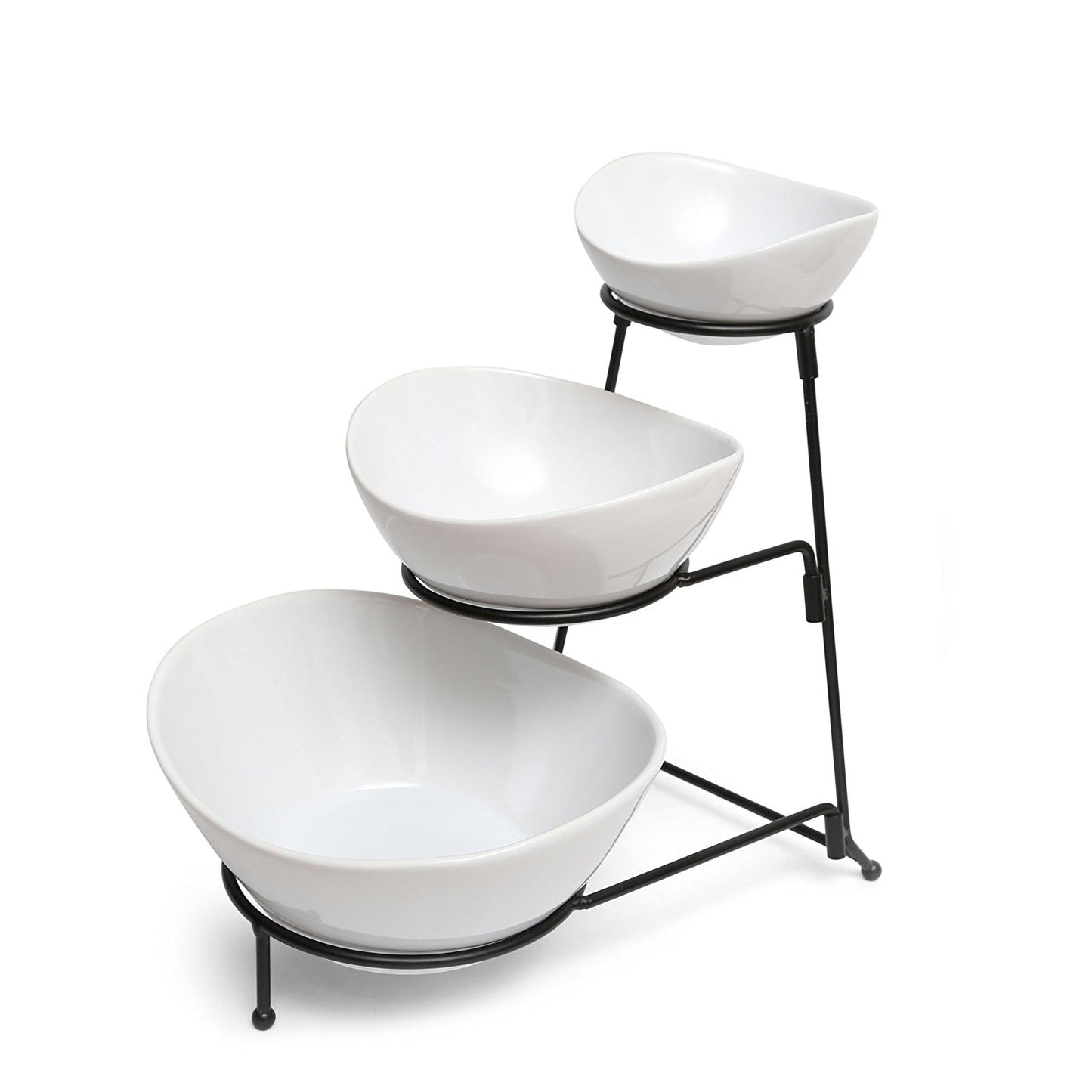 Gibson Elite Gracious Dining 3 Tier Bowl Server Set with Metal Stand W2B