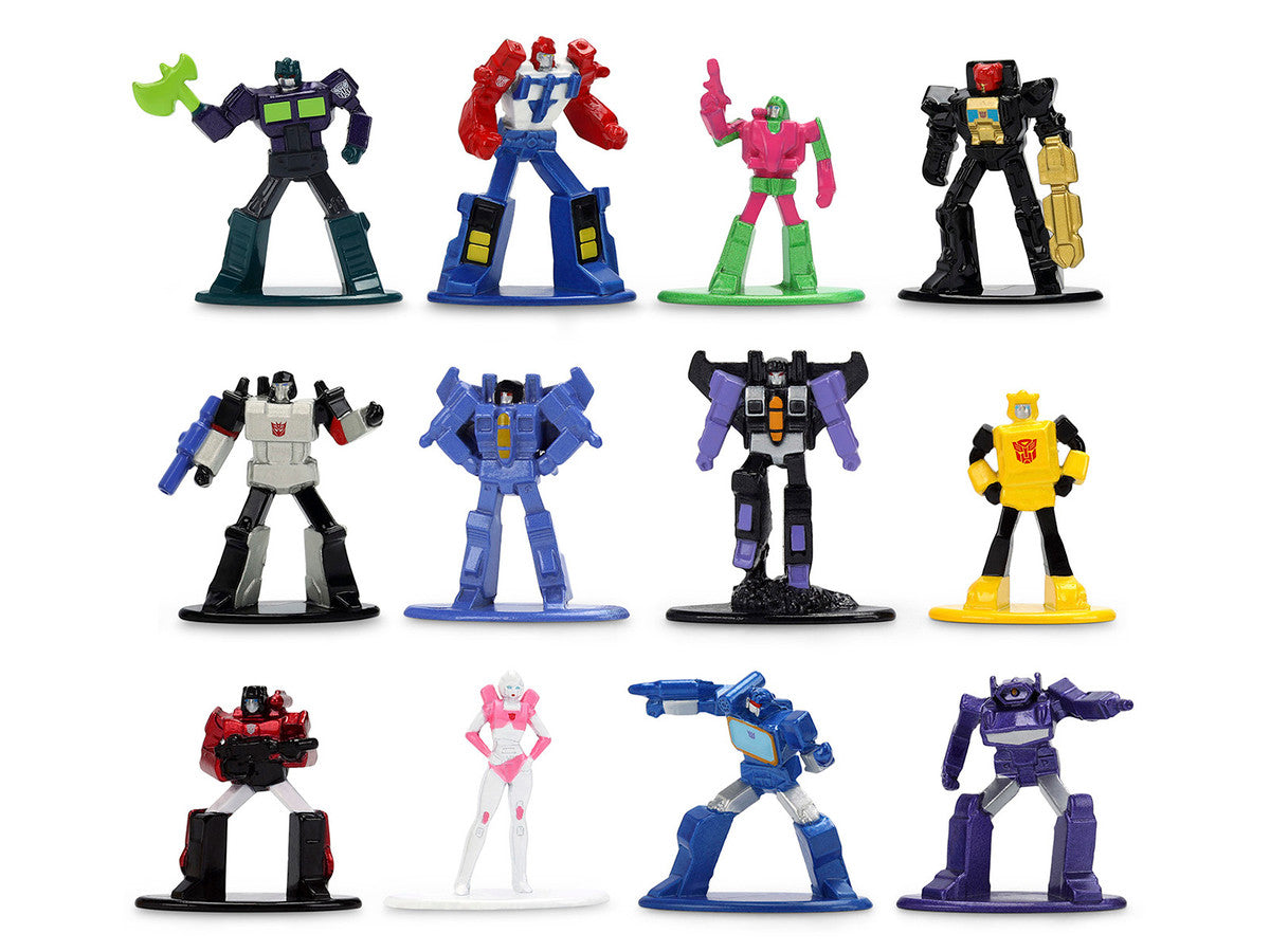 Set of 12 Diecast Figures "Transformers" Franchise "Nano Metalfigs" Series Diecast Models by Jada Jada