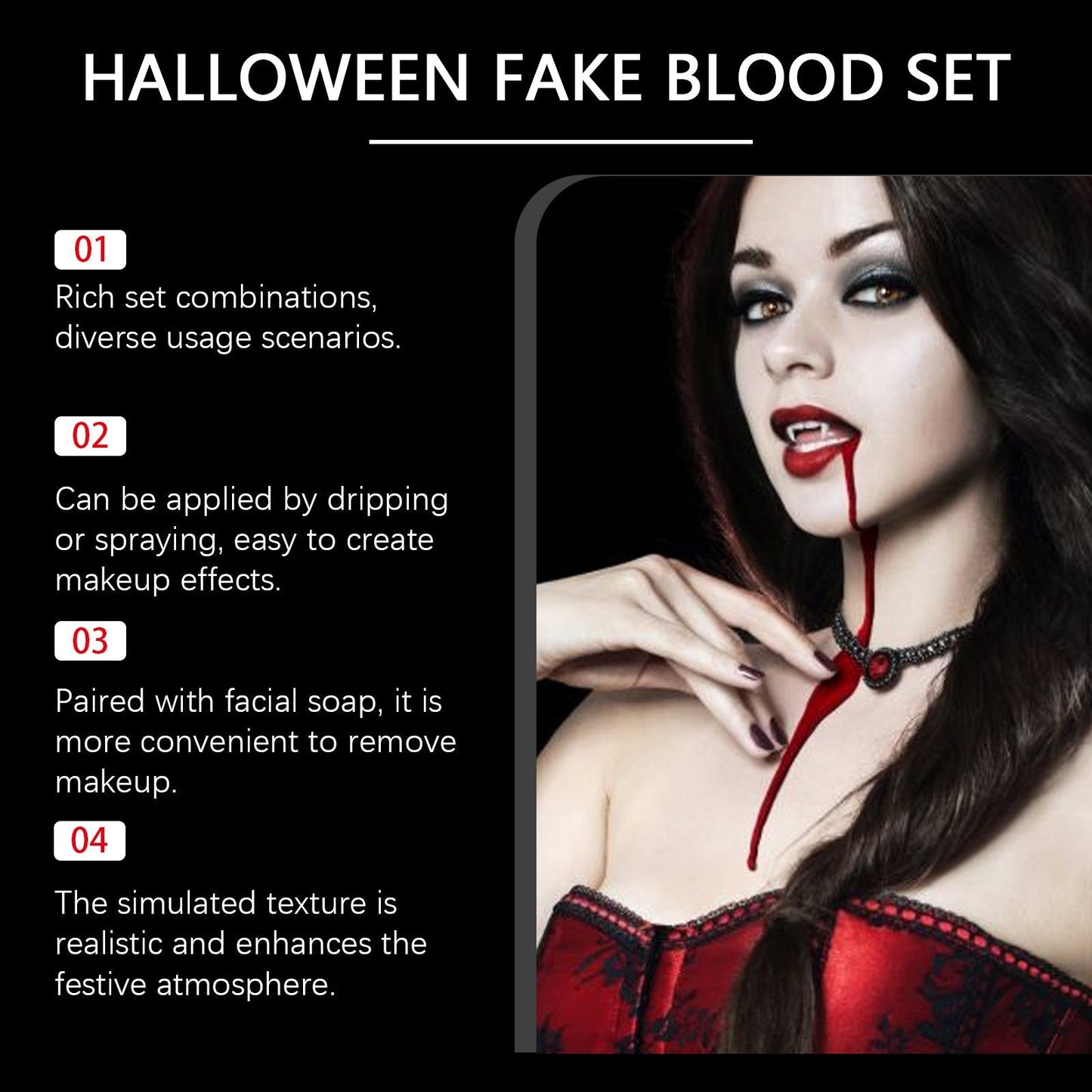 3-piece Set Washable Simulation Fake Blood Filming Horror Realistic Special Effects Makeup Set LadyShow.Store