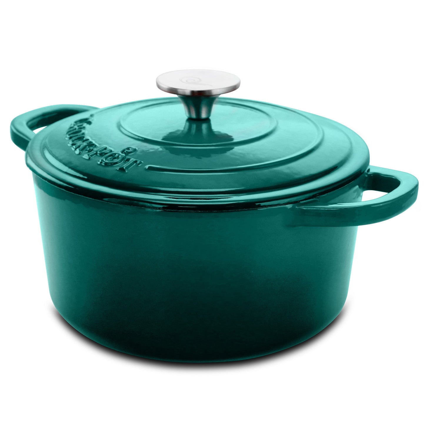Crock-pot Artisan 3 Quart Enameled Cast Iron Casserole with Lid in Gradient Teal W2B