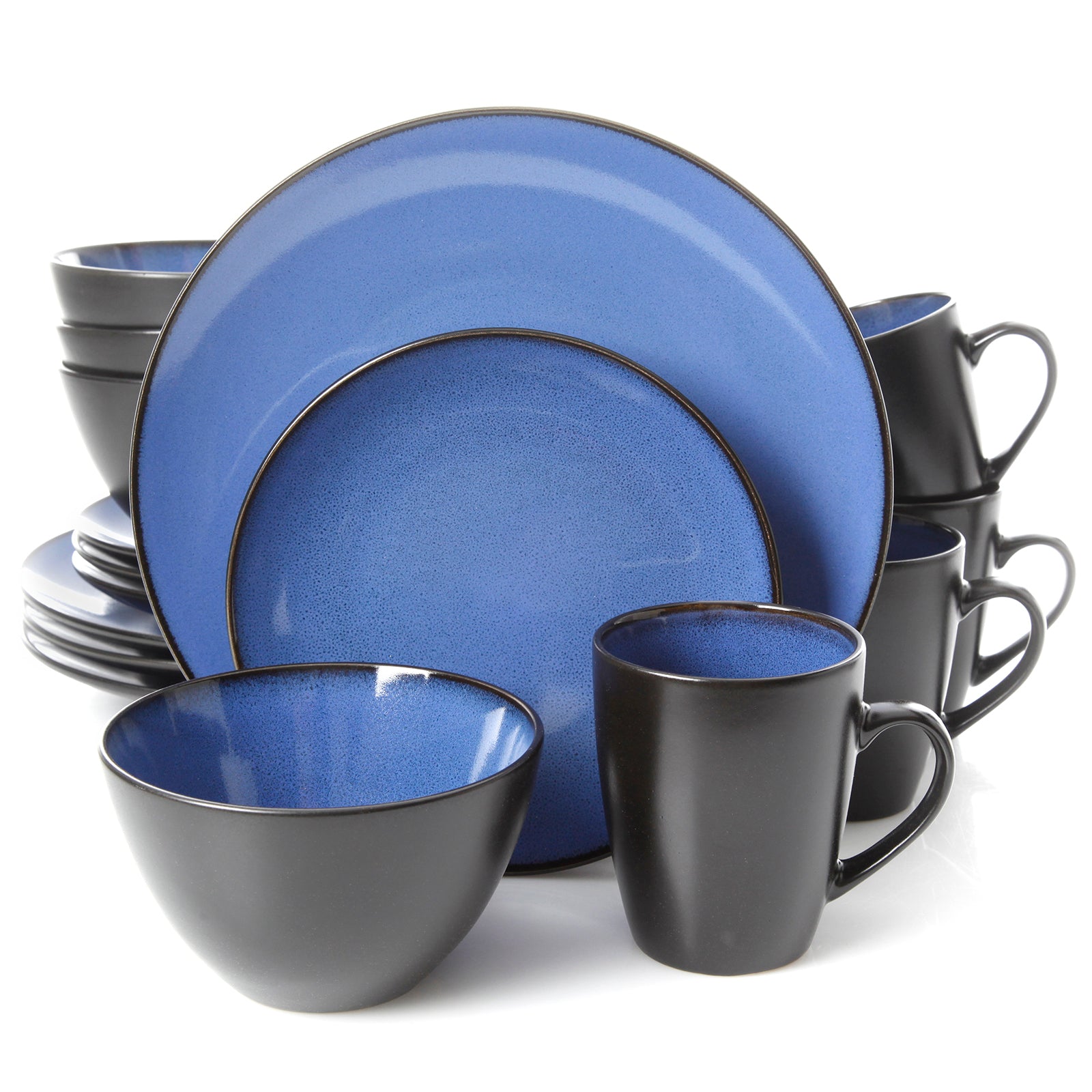 Gibson Elite Soho Lounge Round 16-Piece Dinnerware Set, Blue W2B