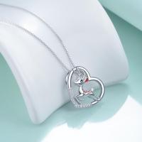 Sterling Silver Sika Deer Heart Zircon Necklace LadyShow.Store